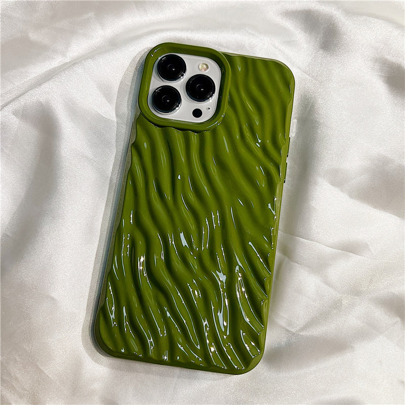 High-end Simple Solid Color Folds Suitable For Apple 14promax iPhone Case Iphone13 New 13promax Soft Silicone 12 Female Models 14pro All-inclusive 11 Drop-resistant Mobile Phone Cover Boys Tide