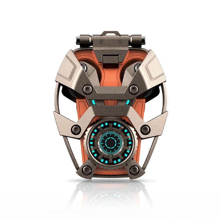 TWS wireless Earbuds Mechanical Invasion LED Headsets With BT5.3, Metal Mecha ENC Noise Cancellation Style Headphones