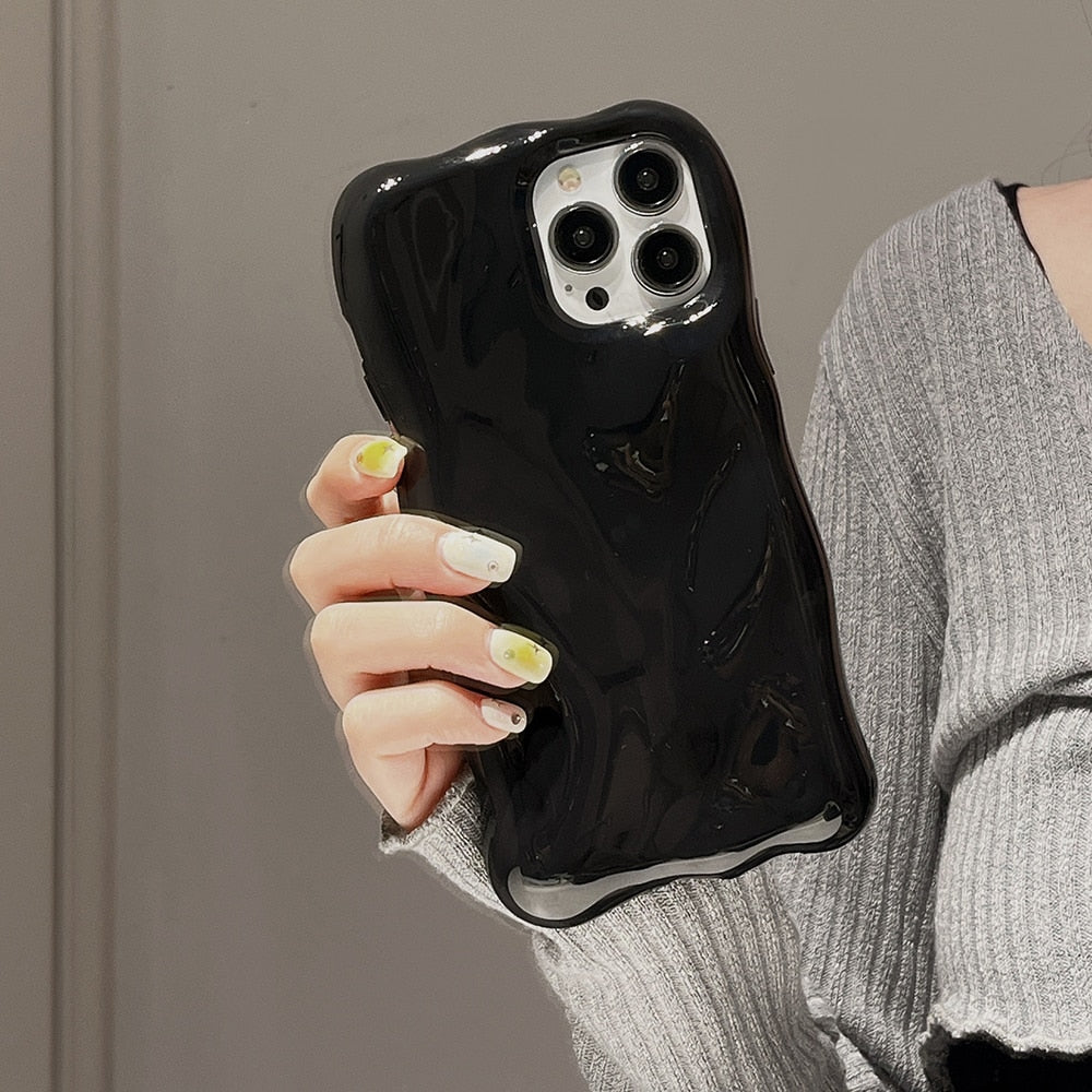 Qianliyao 3D Pyrolite Pattern Phone Case For iPhone 14 13 12 11 Pro Max 14promax Luxury Silver Black Soft Shockproof Back Cover