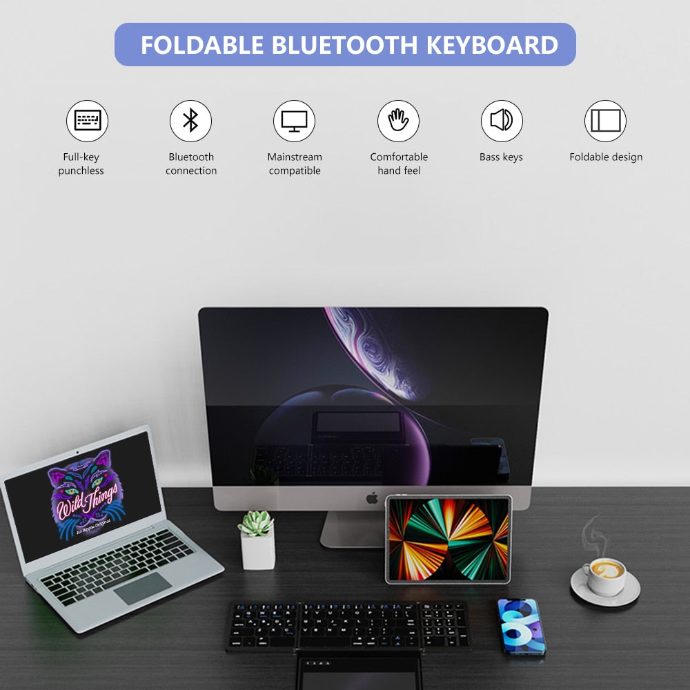 Foldable Bluetooth Wireless Keyboard With Touchpad Ultra Slim Pocket Folding Keyboard For Windows/Android/ IOS/OS/HMS Tablet PC