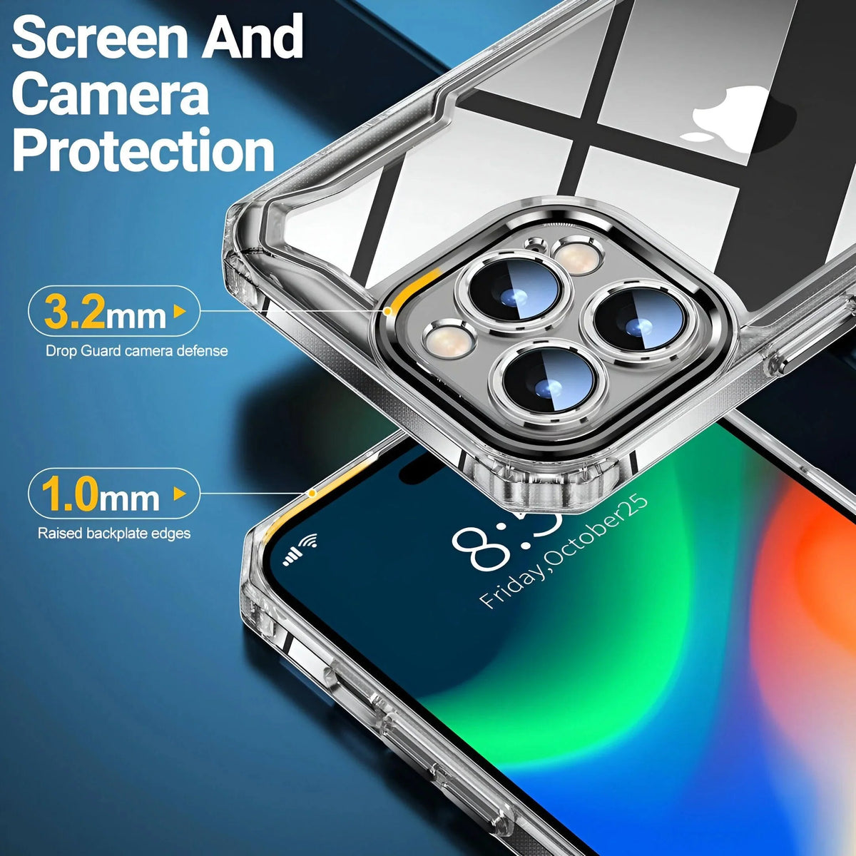 Camera Protection, Hard Crystal Clear Back, Shockproof Case Cover(TPU+Acrylic)