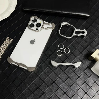 Aluminum Metal Corner Pads + Lens Protector Tempered Glass for iPhone