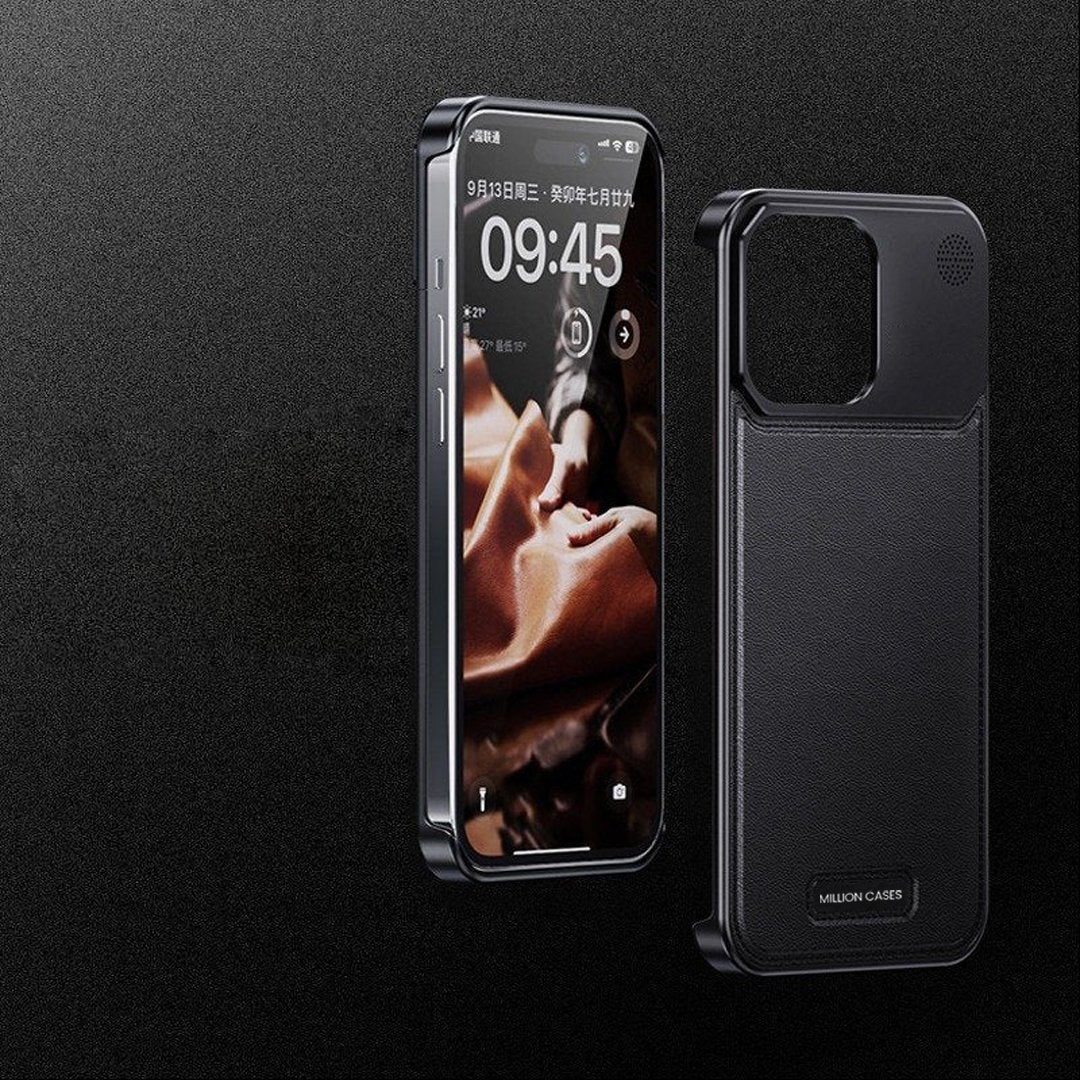 Luxury Borderless Aluminum Metal Leather Back | iPhone Cover