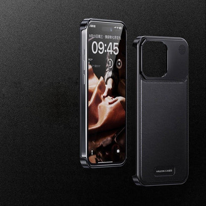 Luxury Borderless Aluminum Metal Leather Back | iPhone Cover