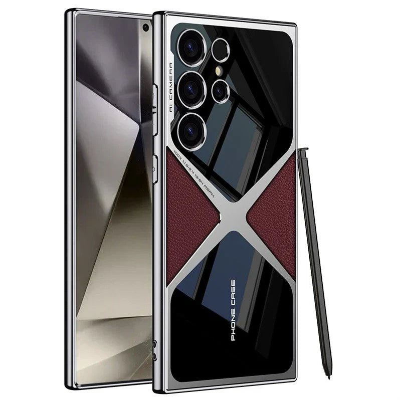 Luxurious Samsung Galaxy S24Ultra Polished Guard Business Leather Case.