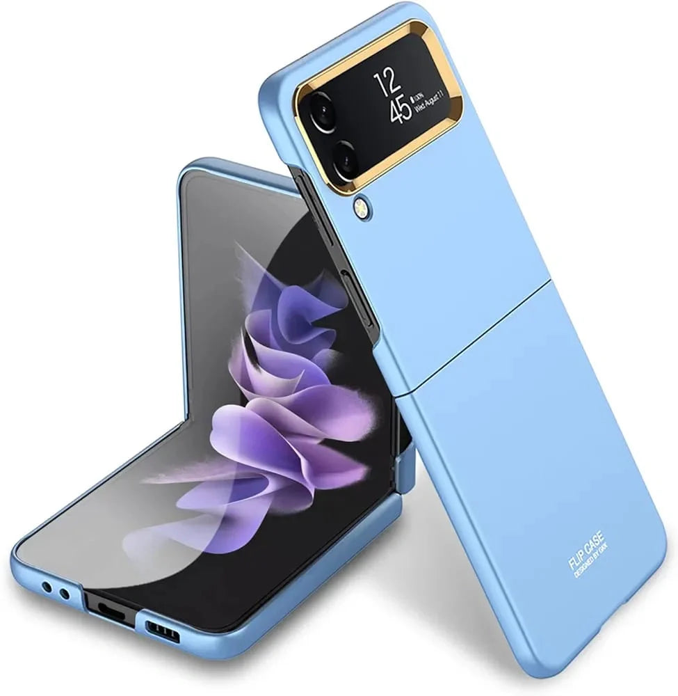 Golden Ring Camera Lens Protection Matte Cover Case Compatible with Samsung Galaxy Z Flip4 5G.