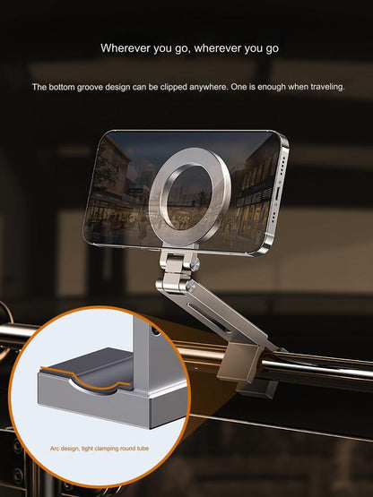 Thetree Travel iPhone Magnetic Holder Magsafe Portable Clip Desktop 360 Degree Rotation And Folding Special Aircraft High-speed Rail Train Suitcase Fixed Portable Lazy Artifact