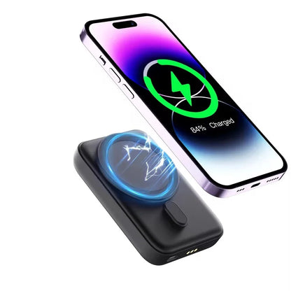 Foldable Wireless Charging Station with Detachable 5000mAh Power Bank (3-Month Warranty)