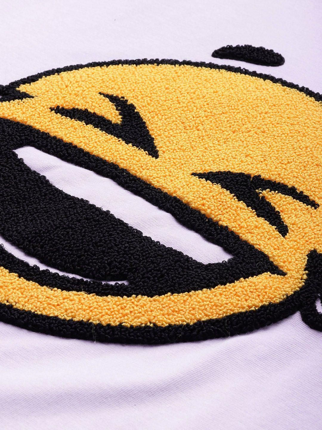 Difference of Opinion Cotton Lavender Graphic  Oversized T-Shirt for Women's