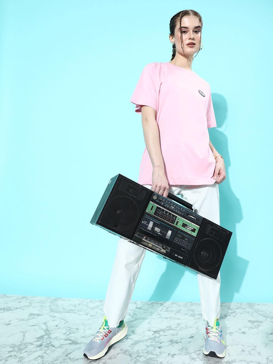 Difference of Opinion Pink Graphic Oversized T-Shirt