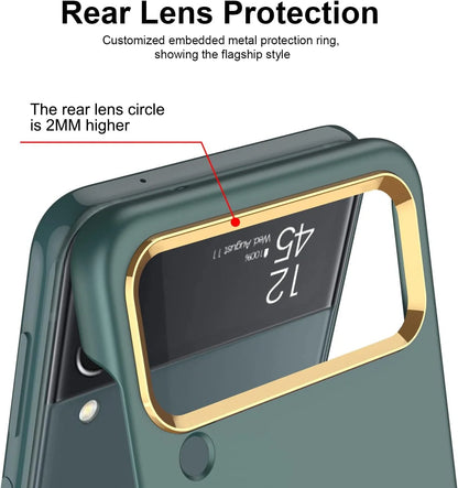 Golden Ring Camera Lens Protection Matte Cover Case Compatible with Samsung Galaxy Z Flip4 5G.
