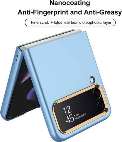Golden Ring Camera Lens Protection Matte Cover Case Compatible with Samsung Galaxy Z Flip4 5G.