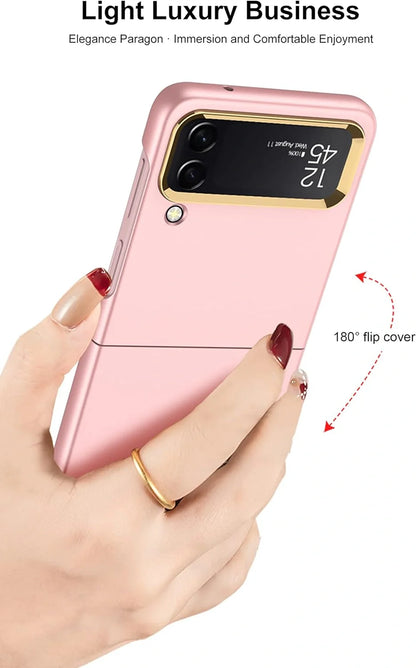 Golden Ring Camera Lens Protection Matte Cover Case Compatible with Samsung Galaxy Z Flip4 5G.