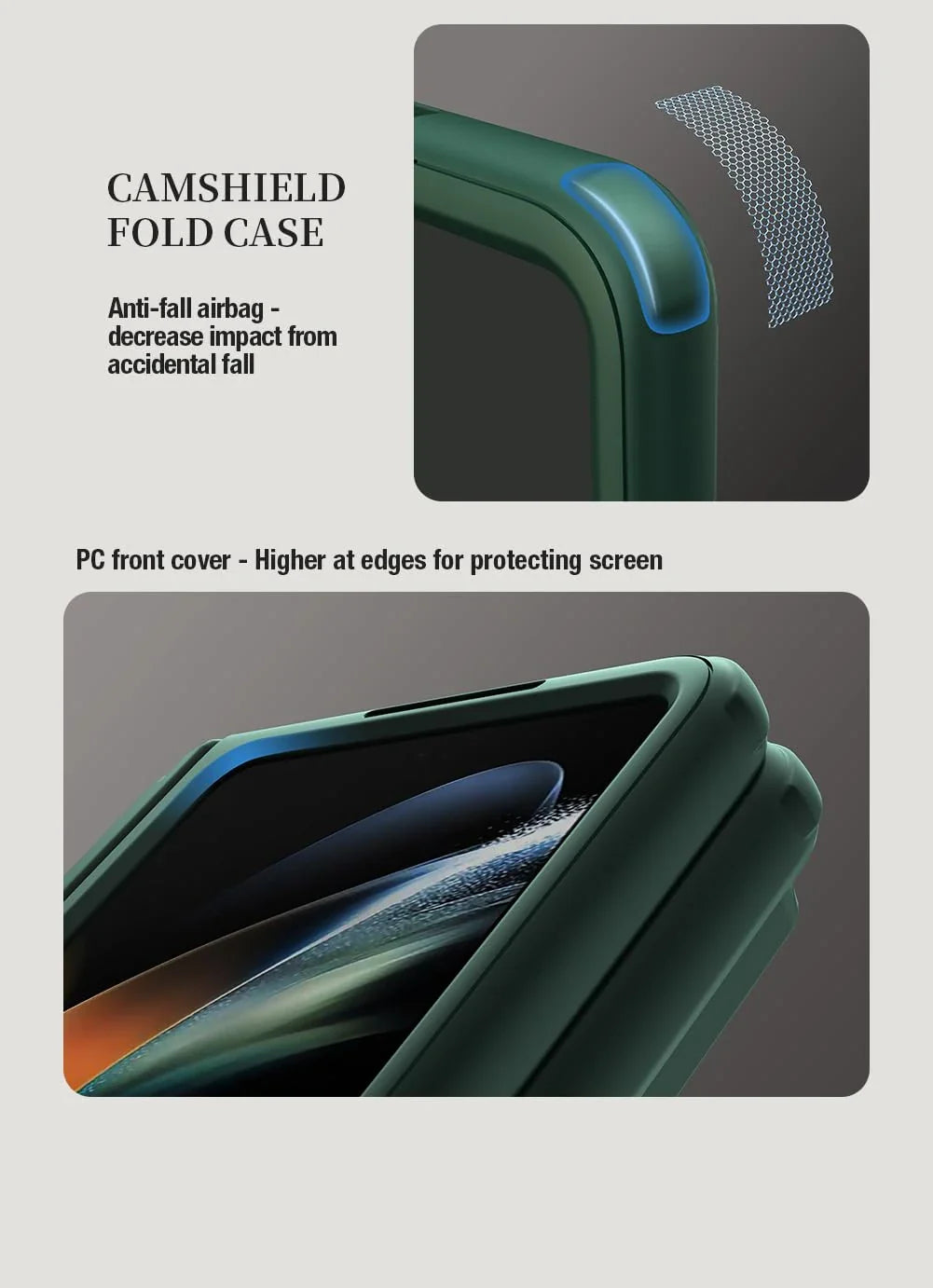 Nillkin CamShield Pro case for Z Fold with S Pen holder, camera cover, hinge protection, and kickstand.