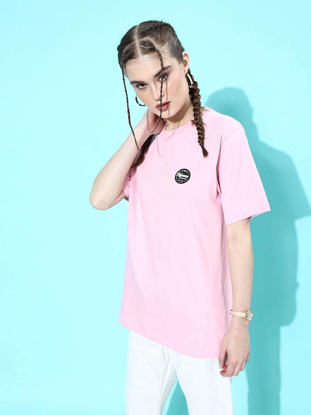 Difference of Opinion Pink Graphic Oversized T-Shirt