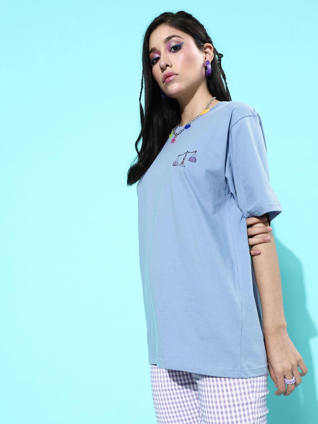 Difference of Opinion Purple Graphic Oversized T-Shirt
