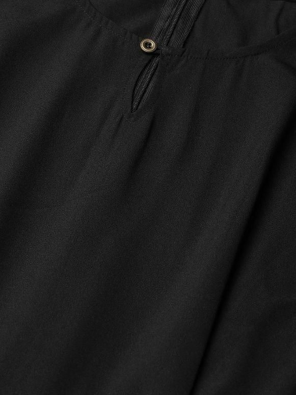 UPTOWNIE Women's Crepe Solid Keyhole Neck Jumpsuit