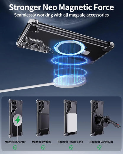 Samsung S24Ultra Pivot Metal Matte Magsafe Kickstand Case.
