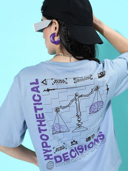 Difference of Opinion Purple Graphic Oversized T-Shirt