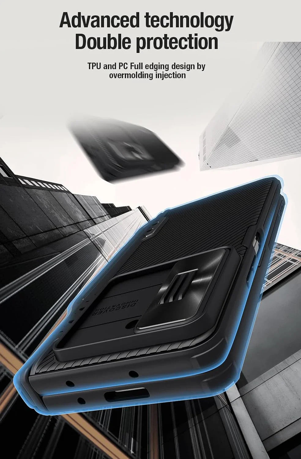Nillkin CamShield Pro case for Z Fold with S Pen holder, camera cover, hinge protection, and kickstand.