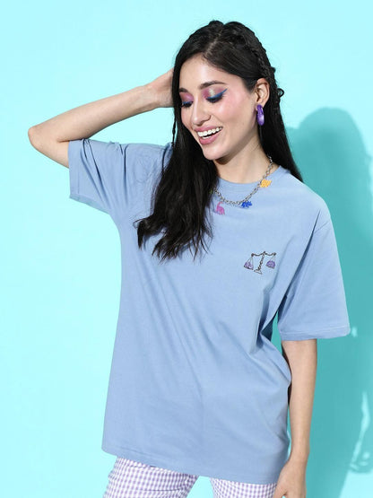 Difference of Opinion Purple Graphic Oversized T-Shirt