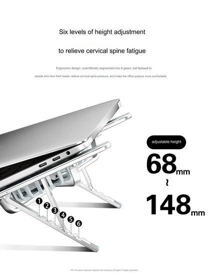 Thetree Laptop Cooling Bracket Bracket Fan Air-cooling Cooling Base Aluminum Alloy Desktop Adjustable Lifting Silent Radiator Game Notebook Flat Folding Portable Support Stand