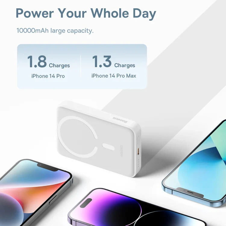 Baseus 10000mAh 20W Magnetic Wireless Super Fast Charging Power Bank(White)