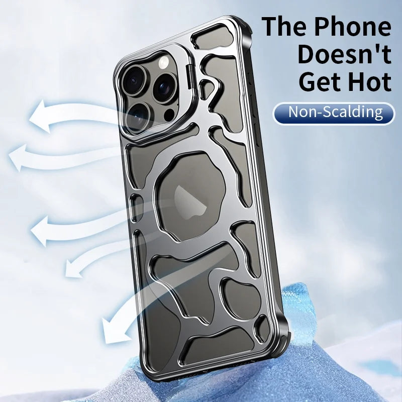 Natural Titanium Metal With Cooling Capacity Case For iPhone.
