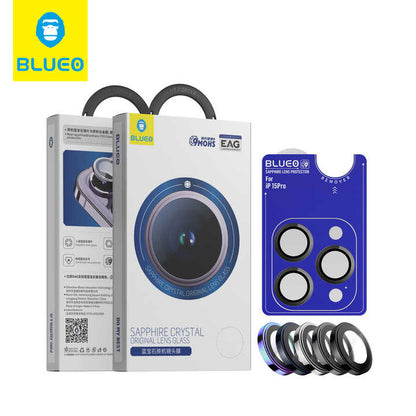 Blueo Sapphire Crystal Original Titanium PVD Stainless Steel Camera Lens Protector Cover for iPhone 15 pro max