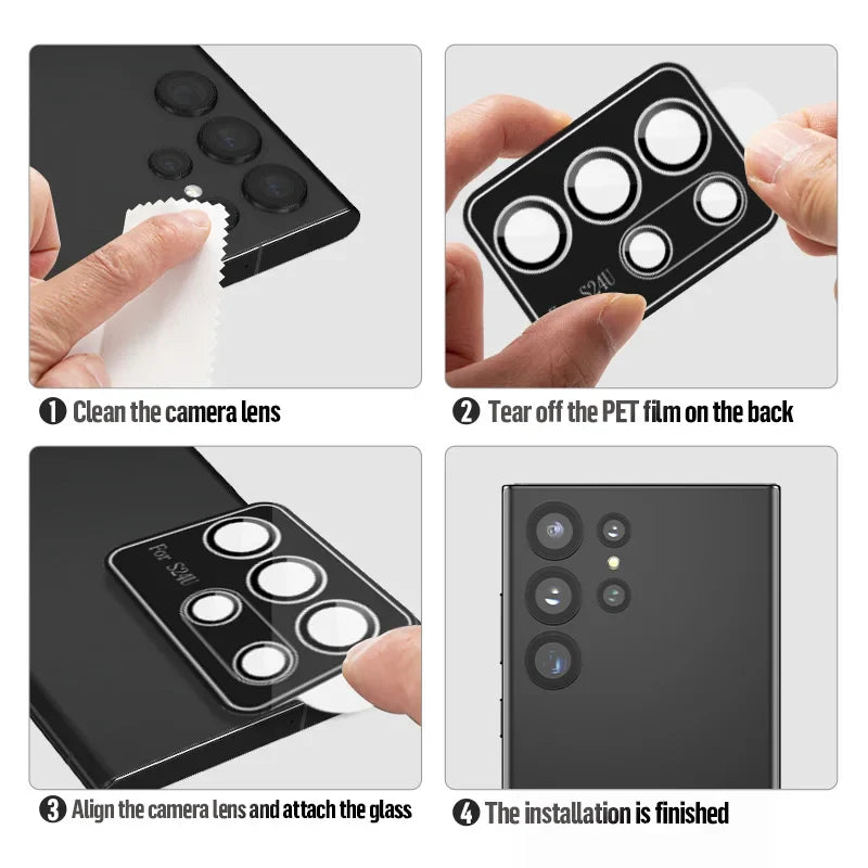 Blueo Camera Lense Protector 9H Aluminium Ring for Samsung S24 Ultra Black