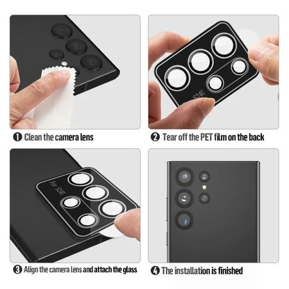 Blueo Camera Lense Protector 9H Aluminium Ring for Samsung S24 Ultra Black