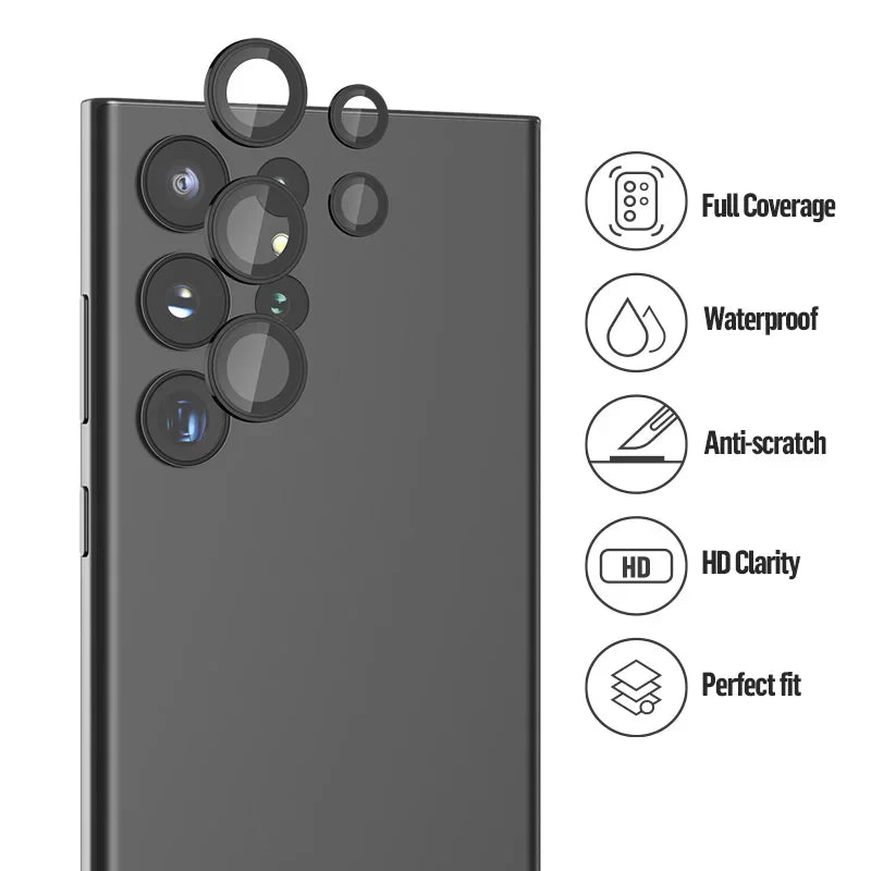 Blueo Camera Lense Protector 9H Aluminium Ring for Samsung S24 Ultra Black