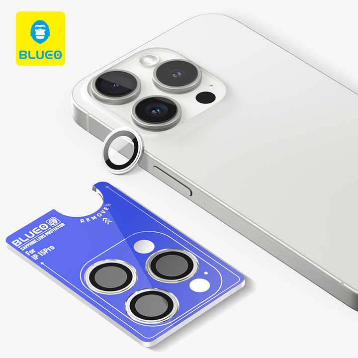 Blueo Sapphire Crystal Original Titanium PVD Stainless Steel Camera Lens Protector Cover for iPhone 15 pro max