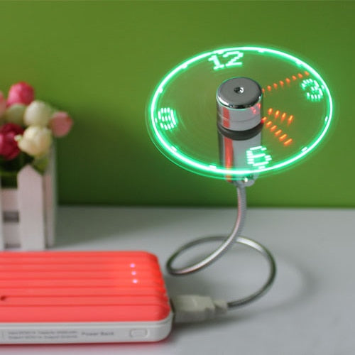 Usb Fan Watches LED Mini Clock Display Real Time Clock Timing Luminous Fan Night Light Lamp Wrist Watch Summer Must