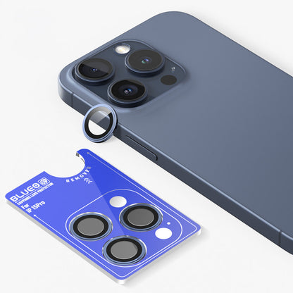 Blueo Sapphire Crystal Original Titanium PVD Stainless Steel Camera Lens Protector Cover for iPhone 15 pro max