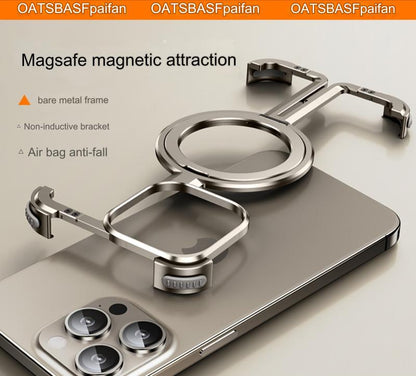 One Shell Suitable For Apple iPhone 15 Pro max Case Plus Ultra-thin Metal Frameless New Magnetic Stand Magsafe Bare Metal Hand Feel Heat Dissipation Anti-fall Protective Cover