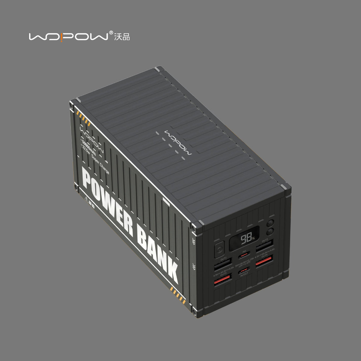Wopow Wopin Creative Container Charging Power Bank 50000 mAh Large Capacity Outdoor Portable Digital Display Mobile Power Supply