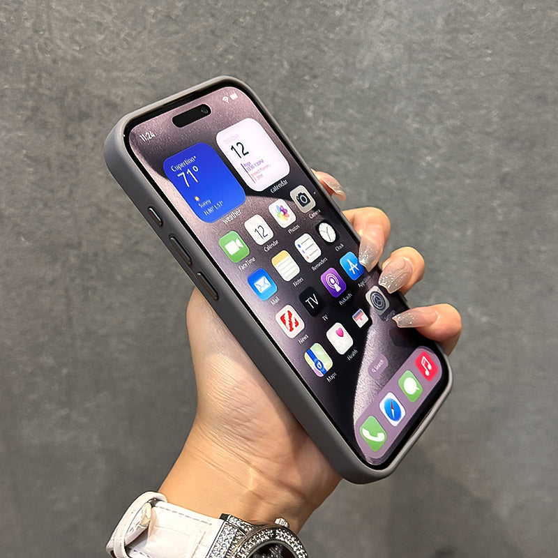 Suitable For Apple iPhone Case, Skin-like Sunglasses Holder, Iphone15promax, New Transparent Electroplated Buttons Anti-fall Acrylic Simple Large Hole Protective Cover