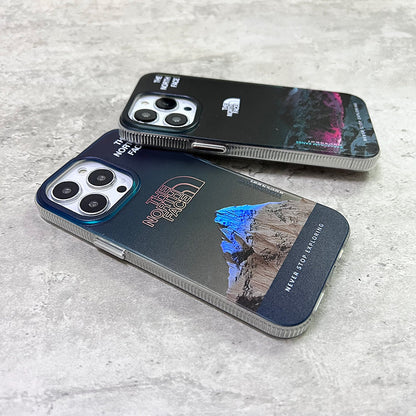 Original Trendy Brand North Face Snow Mountain iPhone Case, Personalized Landscape Illustration Creative High-end Sense Large Hole Matte Anti-fall Hard Protective Case