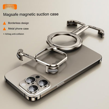 One Shell Suitable For Apple iPhone 15 Pro max Case Plus Ultra-thin Metal Frameless New Magnetic Stand Magsafe Bare Metal Hand Feel Heat Dissipation Anti-fall Protective Cover
