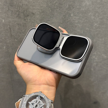 Suitable For Apple iPhone Case, Skin-like Sunglasses Holder, Iphone15promax, New Transparent Electroplated Buttons Anti-fall Acrylic Simple Large Hole Protective Cover