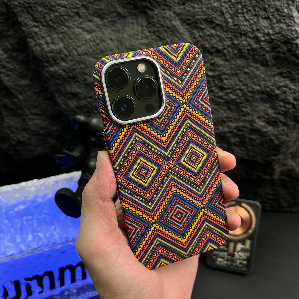 High-End Luminous Magnetic Moisture-Absorbing Case for Apple iPhone 14 Pro Max 2023 - Ethnic Style Creative Cover with Brand Embossment for Men and Women Elevate Your High-End Experience!