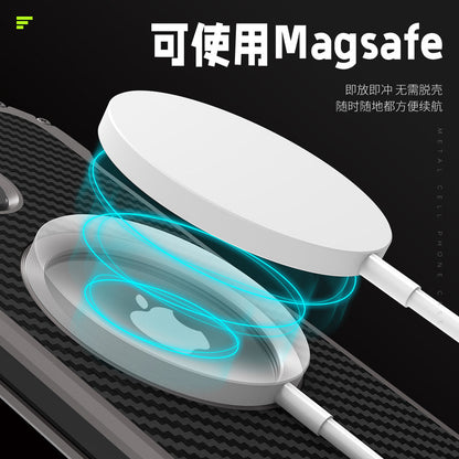 All-inclusive Heat Dissipation Metal High-end Carbon Fiber Pattern Back Panel iPhone 15 Pro Max Case