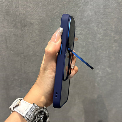 Suitable For Apple iPhone Case, Skin-like Sunglasses Holder, Iphone15promax, New Transparent Electroplated Buttons Anti-fall Acrylic Simple Large Hole Protective Cover