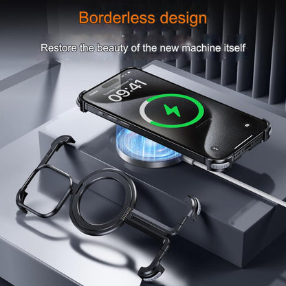 One Shell Suitable For Apple iPhone 15 Pro max Case Plus Ultra-thin Metal Frameless New Magnetic Stand Magsafe Bare Metal Hand Feel Heat Dissipation Anti-fall Protective Cover
