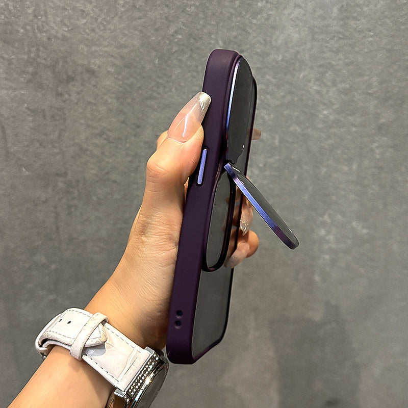 Suitable For Apple iPhone Case, Skin-like Sunglasses Holder, Iphone15promax, New Transparent Electroplated Buttons Anti-fall Acrylic Simple Large Hole Protective Cover