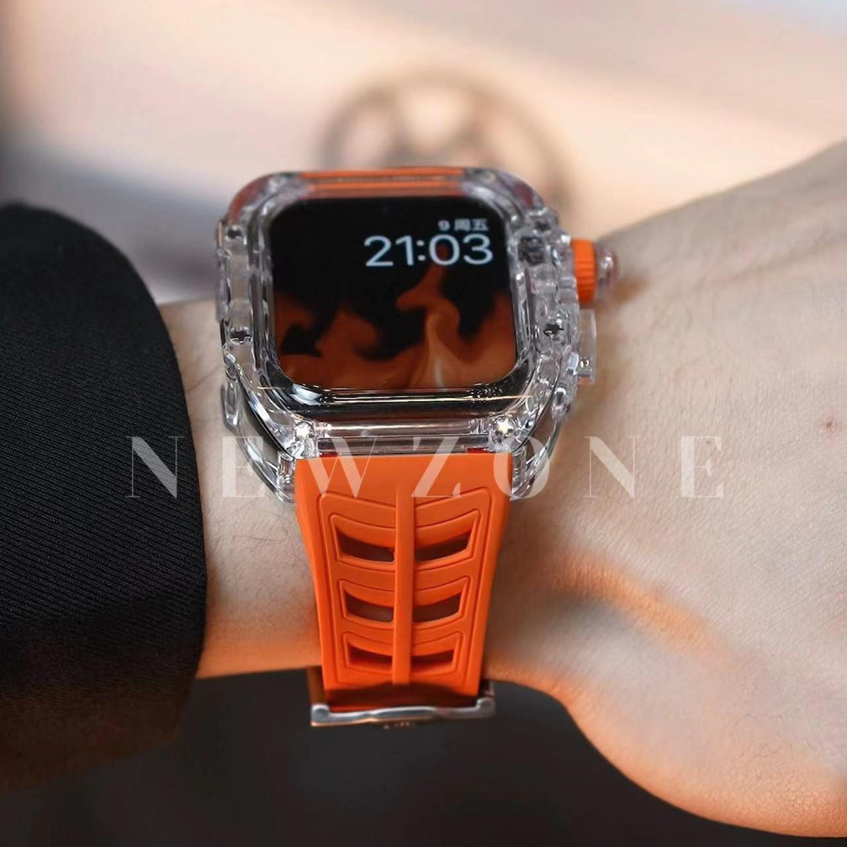Kewu Digital Is Suitable For Apple Watch Ultra Strap Fully Transparent Case S7 Apple Watch With Fluorine Rubber S8 Modified IWatch6 Advanced SE Protective Case Watch7 Integrated Case S8