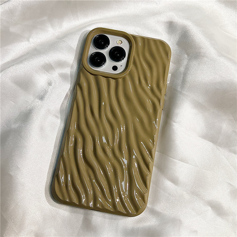 High-end Simple Solid Color Folds Suitable For Apple 14promax iPhone Case Iphone13 New 13promax Soft Silicone 12 Female Models 14pro All-inclusive 11 Drop-resistant Mobile Phone Cover Boys Tide