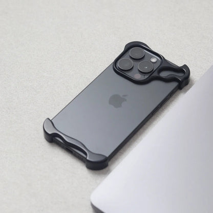 Shell Squad Leader Special-shaped Zinc Alloy Suitable For Apple 15romax Mobile Phone Case IPhone14 Niche New 13 High-end Bare Metal Feel Anti-fall Protective Case Solid Color Simple
