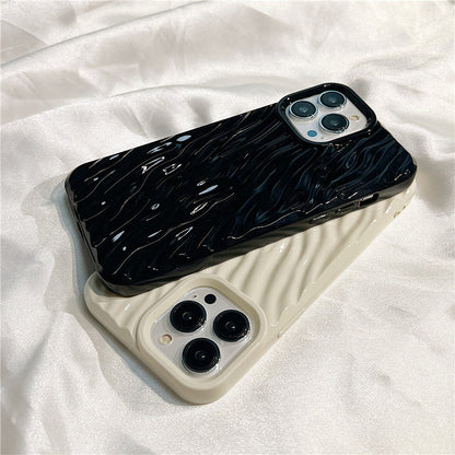 High-end Simple Solid Color Folds Suitable For Apple 14promax iPhone Case Iphone13 New 13promax Soft Silicone 12 Female Models 14pro All-inclusive 11 Drop-resistant Mobile Phone Cover Boys Tide
